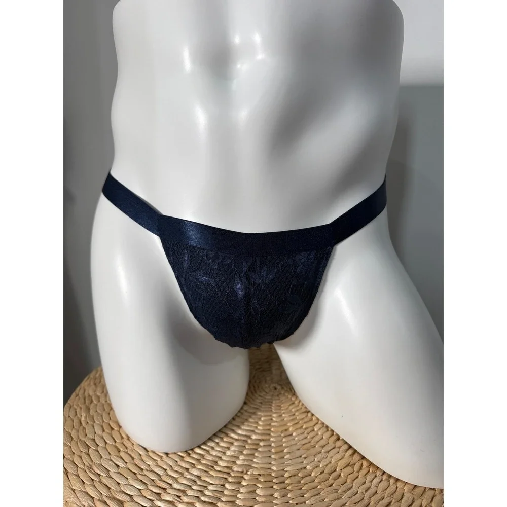 Cosabella Stretch Lace Thong Navy Blue Lingerie Size M
